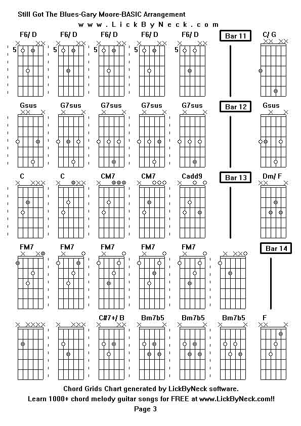 Chord Grids Chart of chord melody fingerstyle guitar song-Still Got The Blues-Gary Moore-BASIC Arrangement,generated by LickByNeck software.